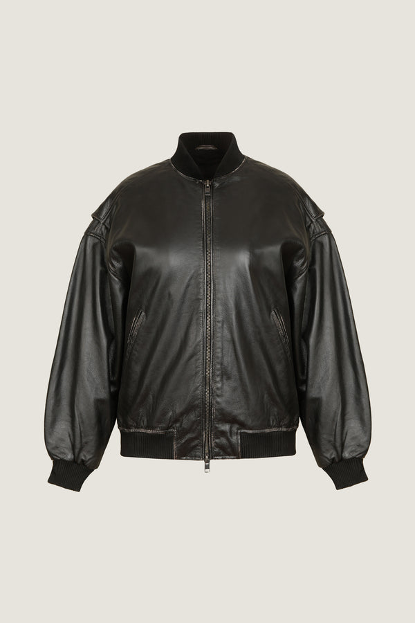 Oversized Bomber Jacket with Rub-off Effect