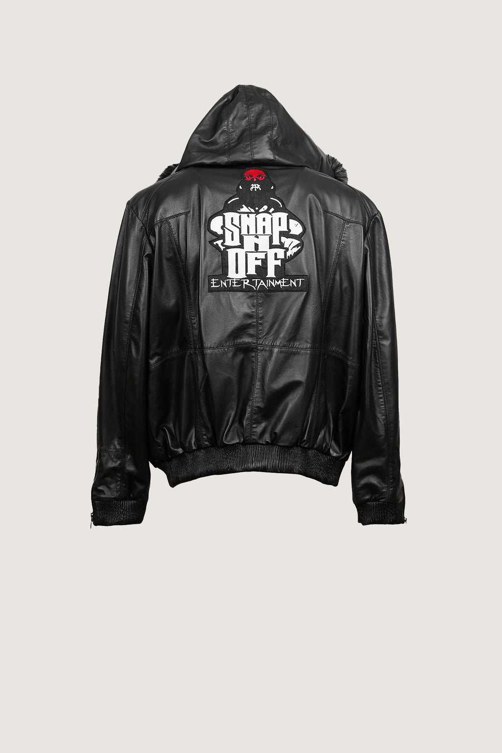 Bomber Leather Jacket With Fur Hoodie | Men