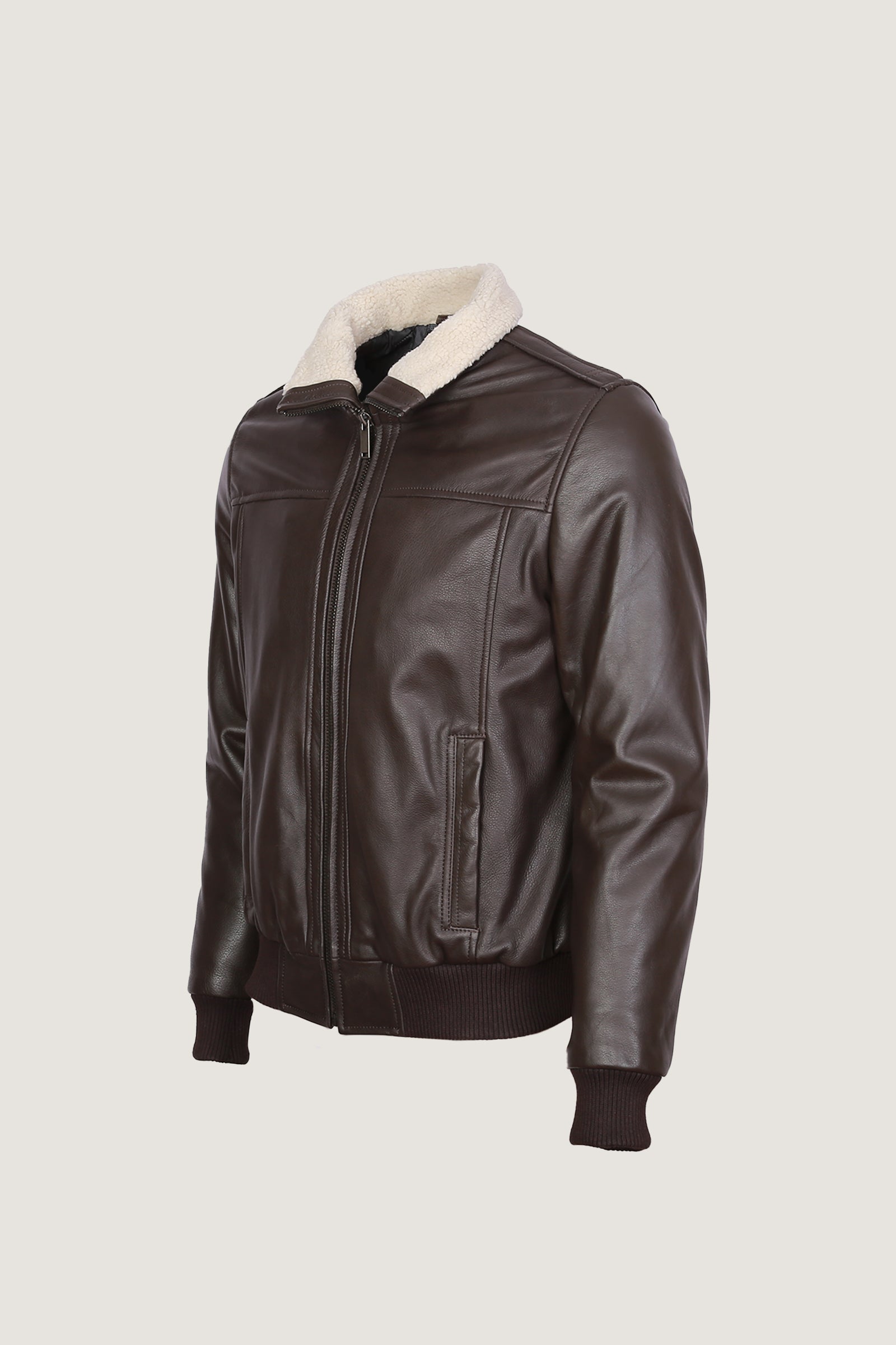 Pilot Leather Jacket With Fur Collar