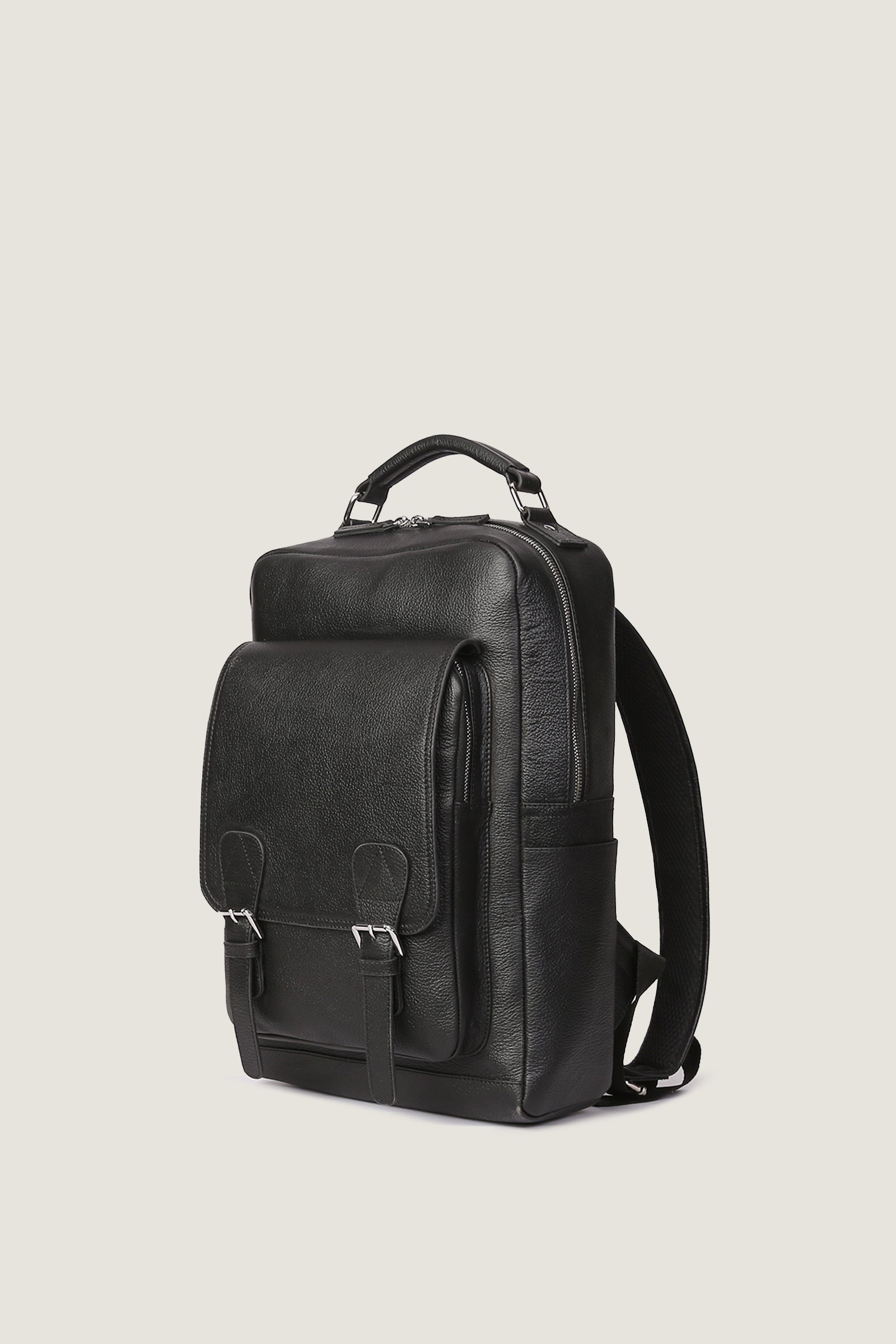 Elmira Full Grain Leather Laptop Backpack – Black