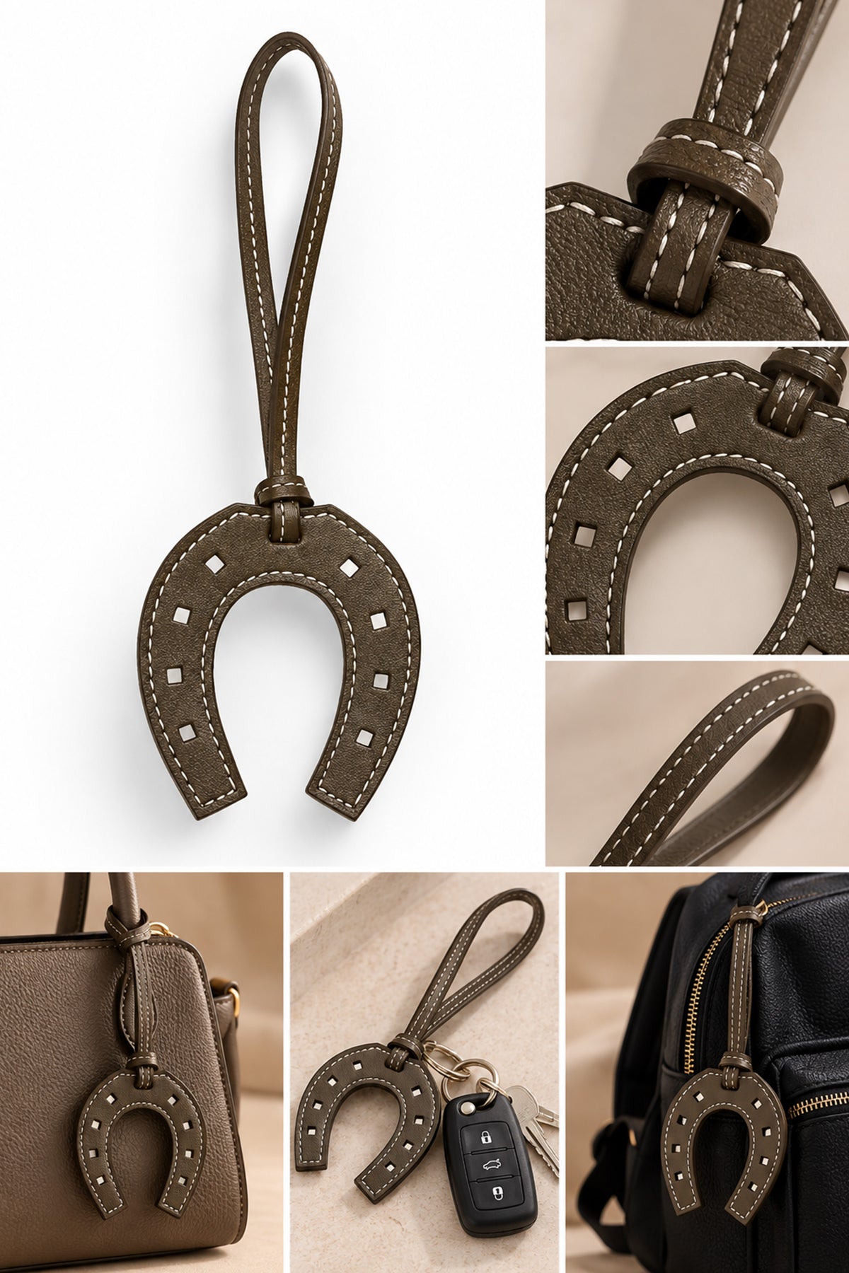 Horseshoe Leather Charm