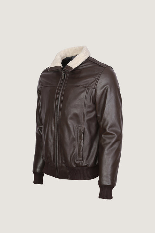 A2 Aviator Leather Jacket With Fur Collar