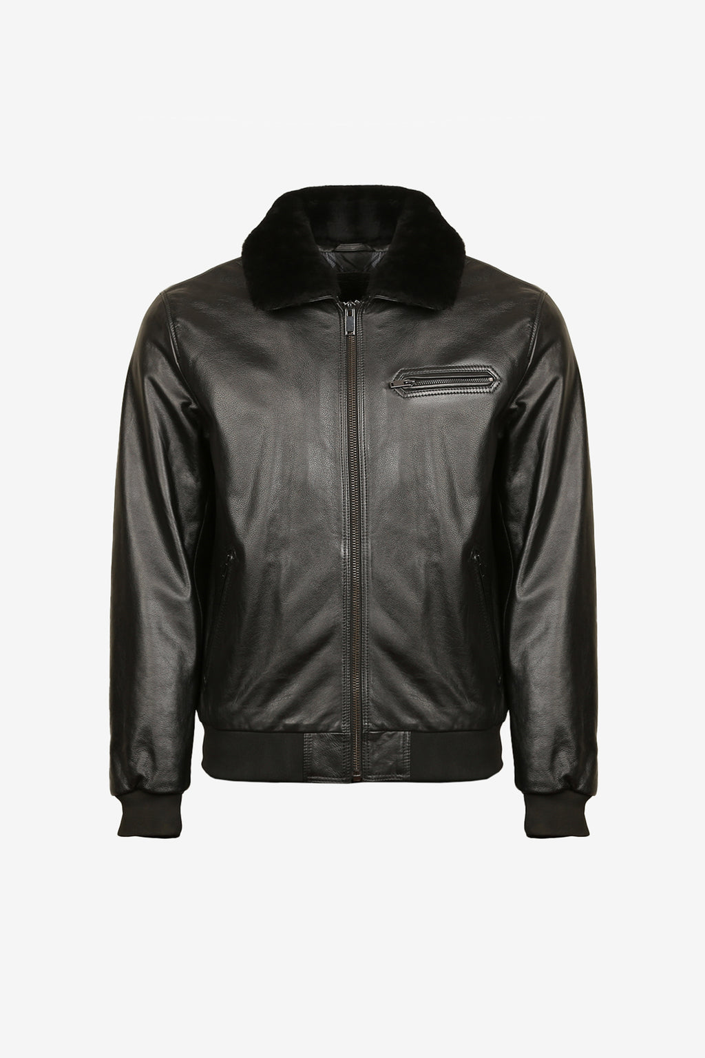 Noir Shearling Bomber Jacket