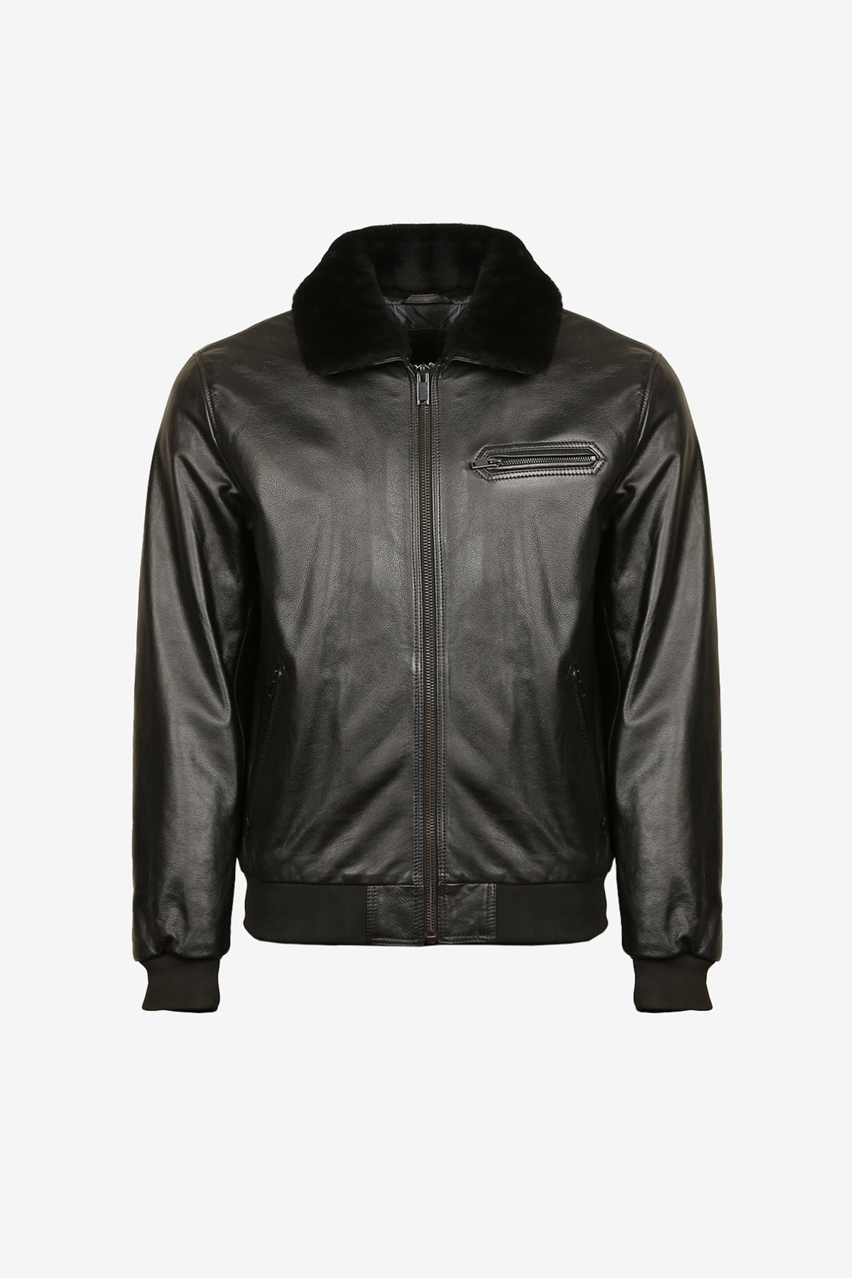 Noir Shearling Bomber Jacket