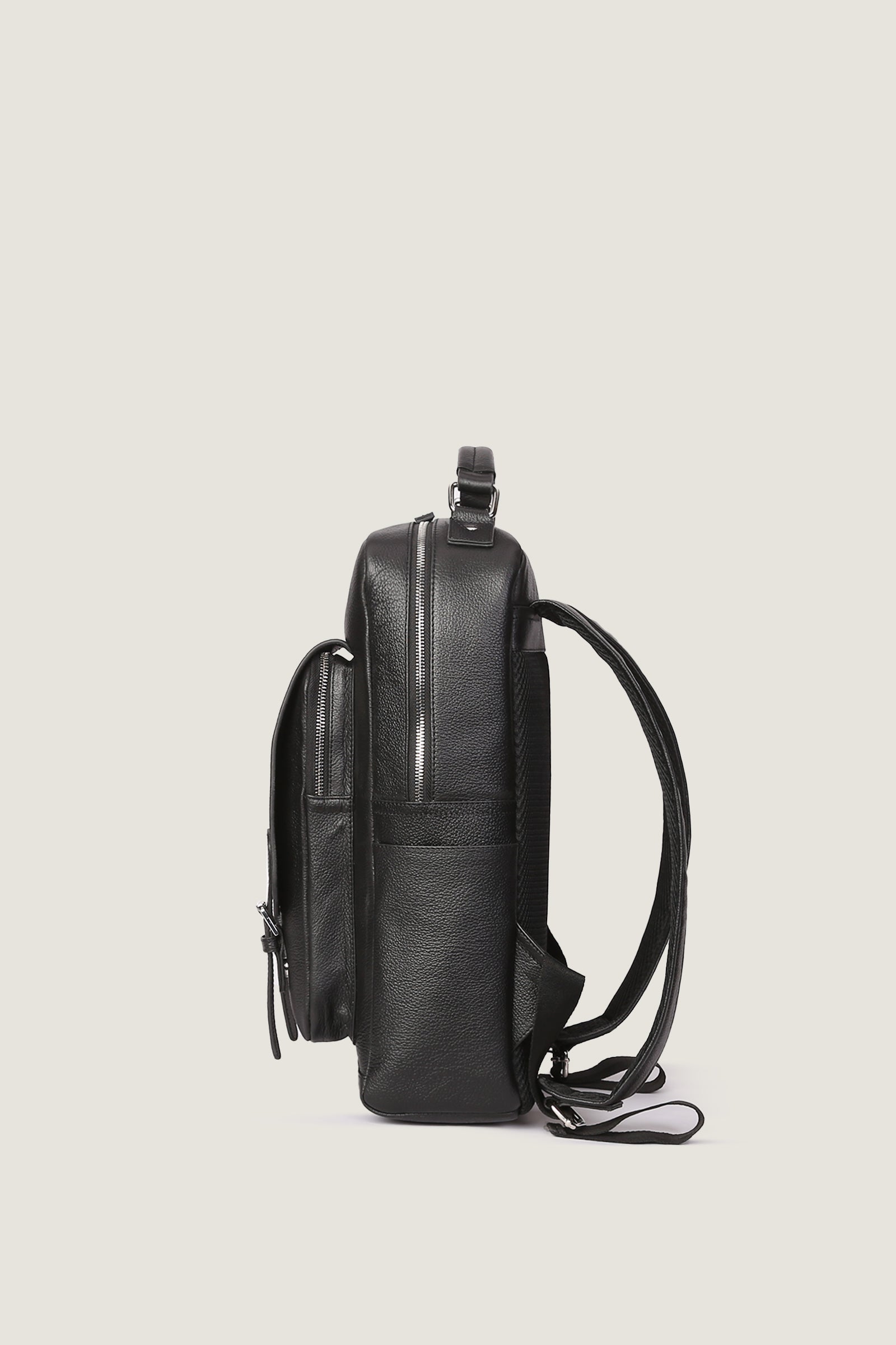 Elmira Full Grain Leather Laptop Backpack – Black