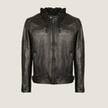 Classic Leather Jacket With Hoodie | Men