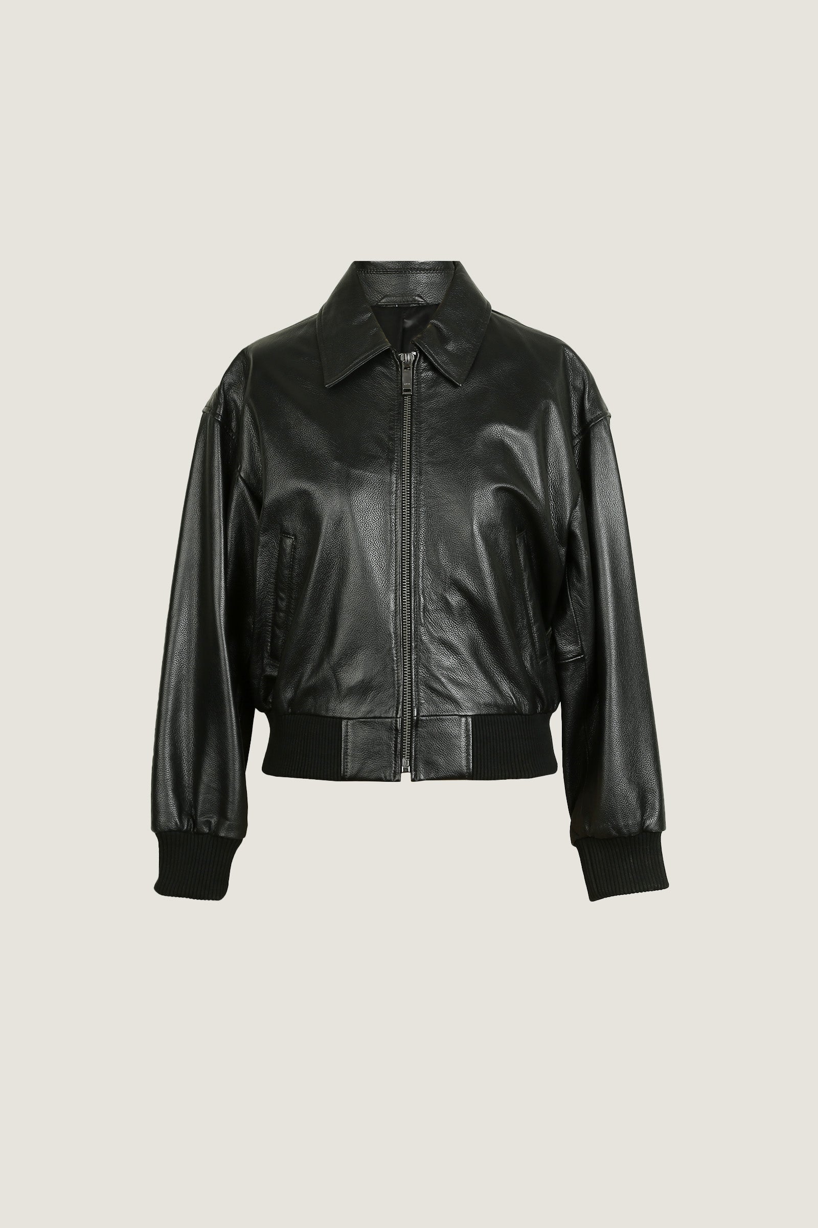 Oversized Pilot Sleek Leather Jacket | Women