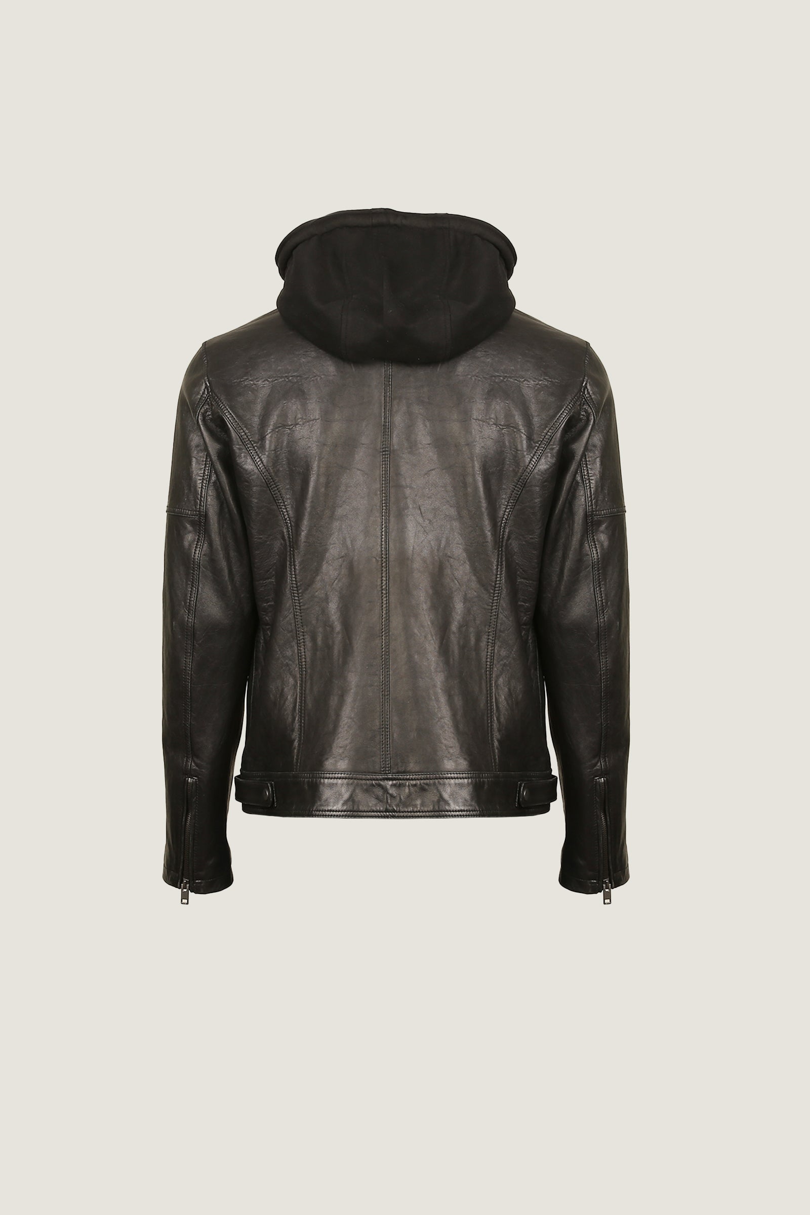 Classic Leather Jacket With Hoodie | Men