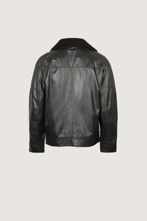 Biker Leather Jacket With Fur Collar | Men