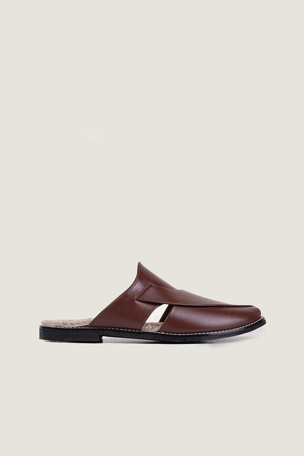 Cozy Bordo Peshawari Mules with Memory Foam Insole - Handmade in Pakistan