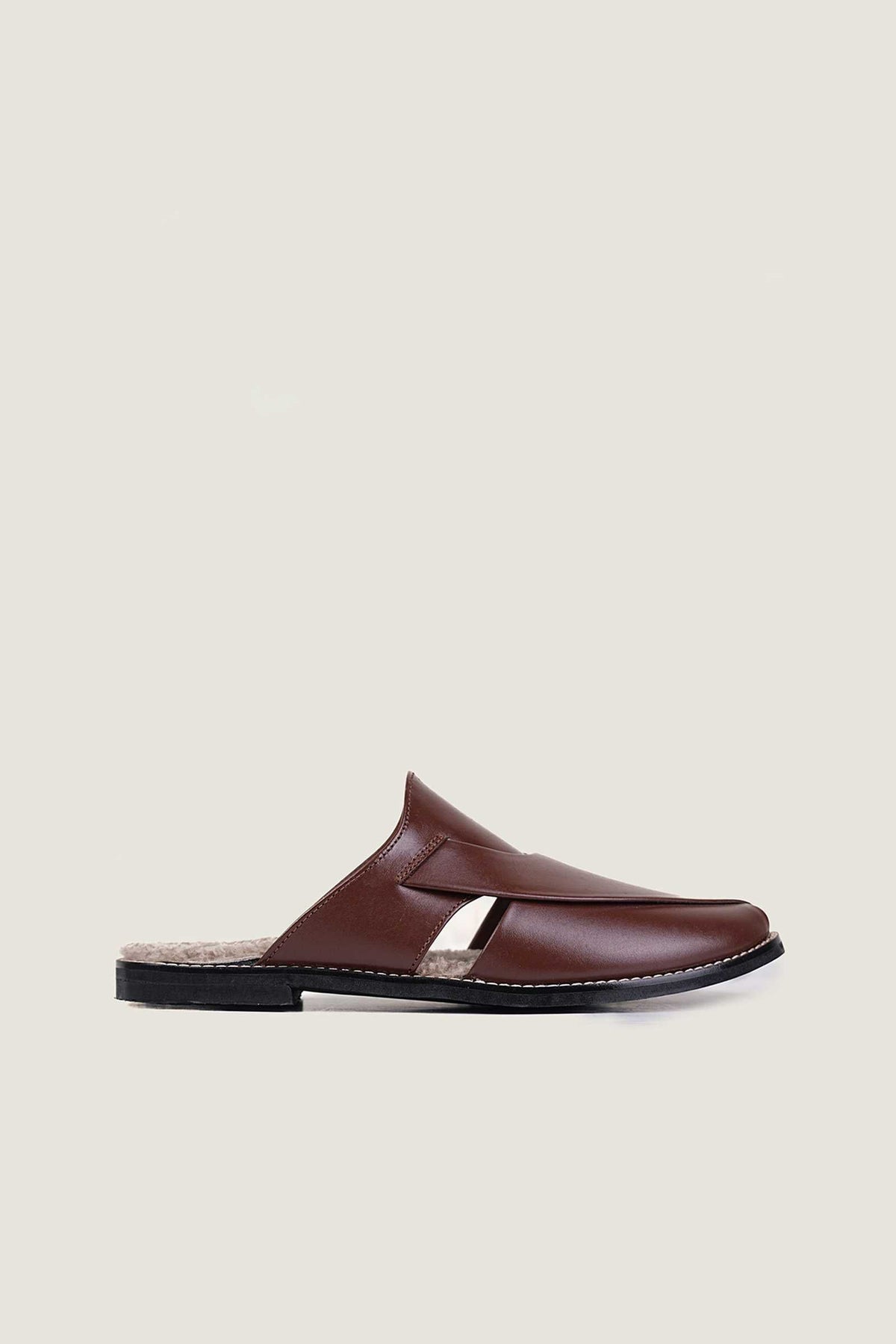 Cozy Bordo Peshawari Mules with Memory Foam Insole - Handmade in Pakistan