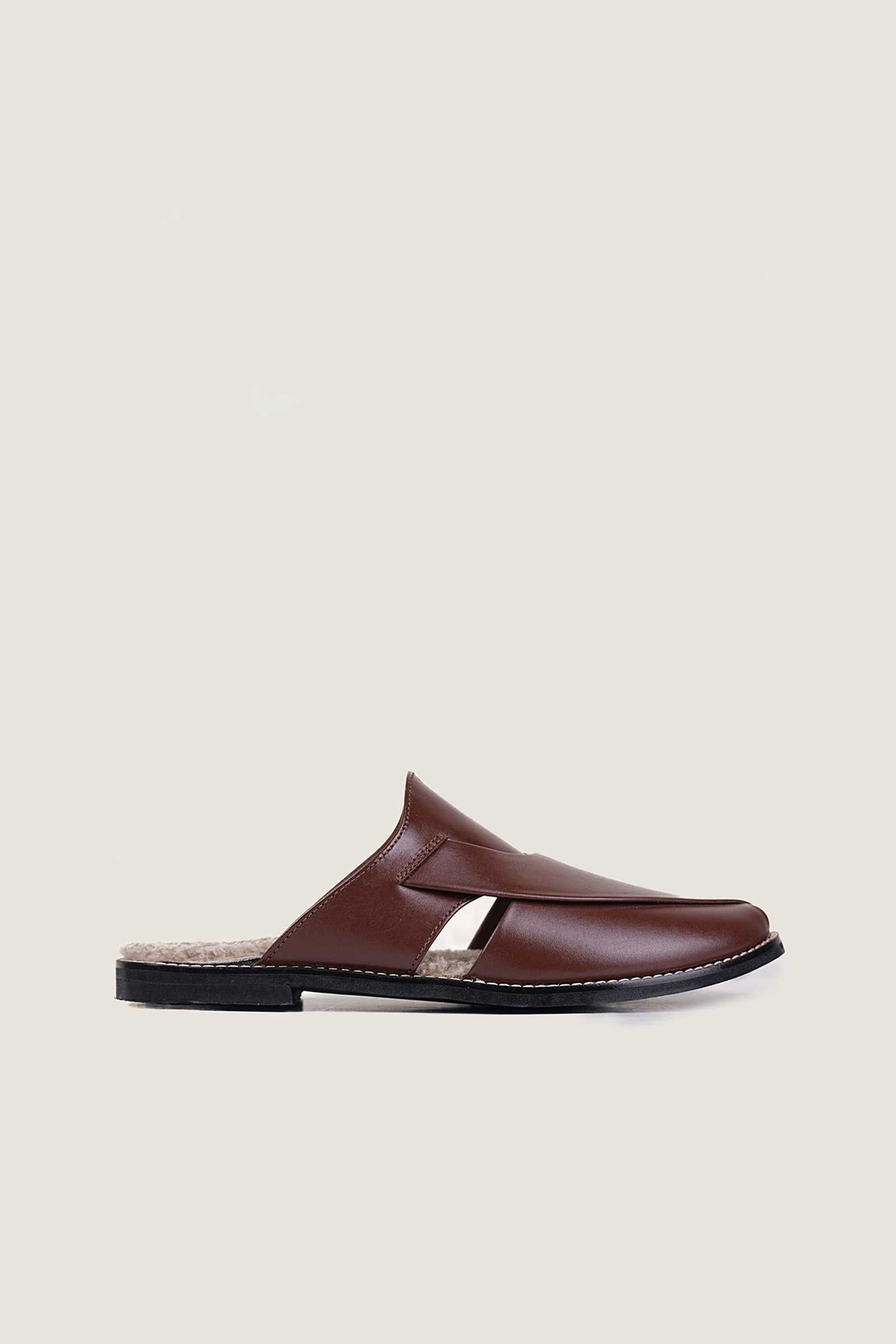 Cozy Bordo Peshawari Mules with Memory Foam Insole - Handmade in Pakistan