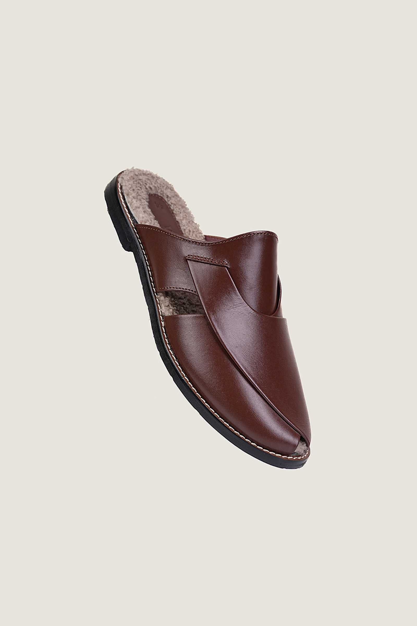 Cozy Bordo Peshawari Mules with Memory Foam Insole - Handmade in Pakistan