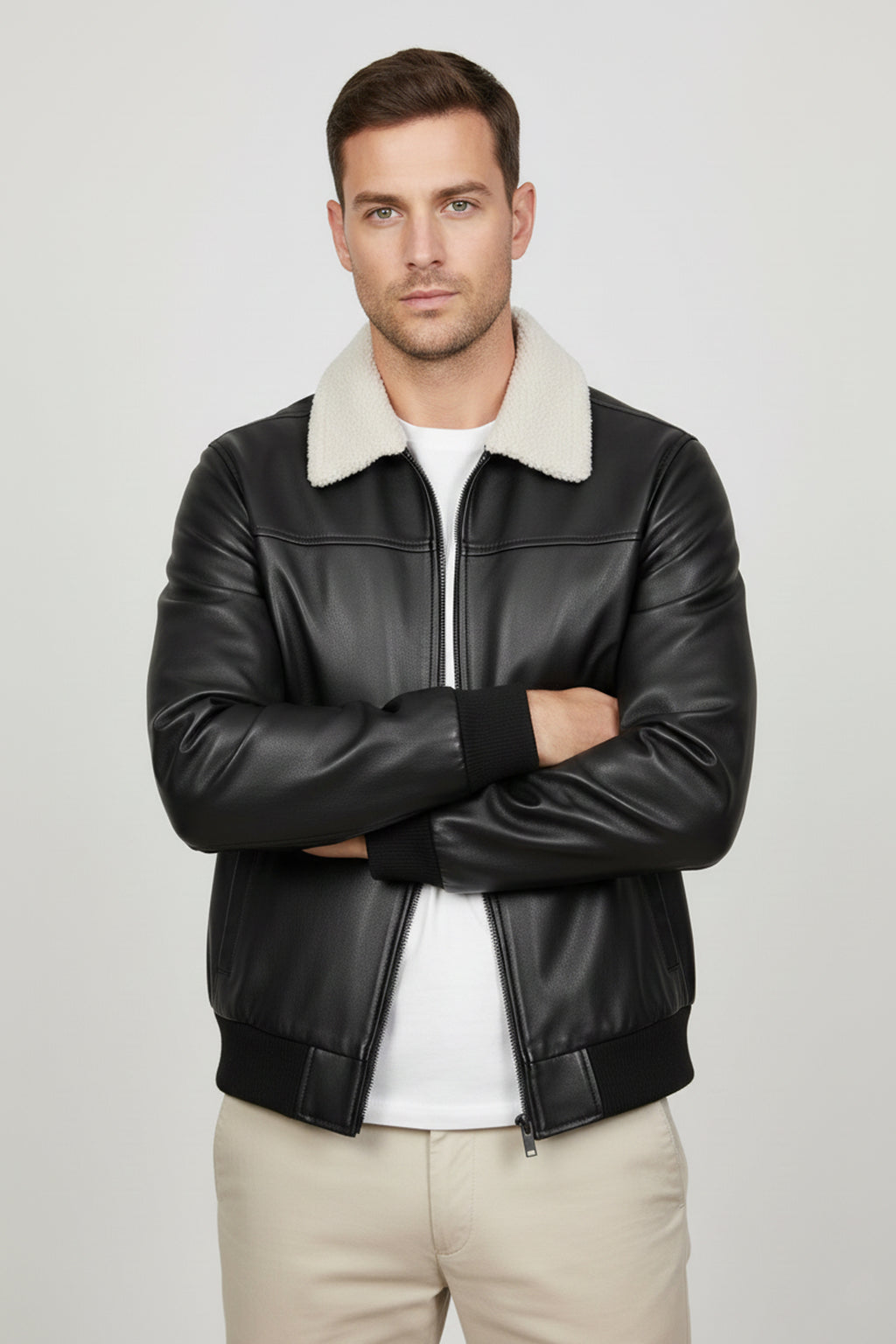 A2 Aviator Leather Jacket With Fur Collar