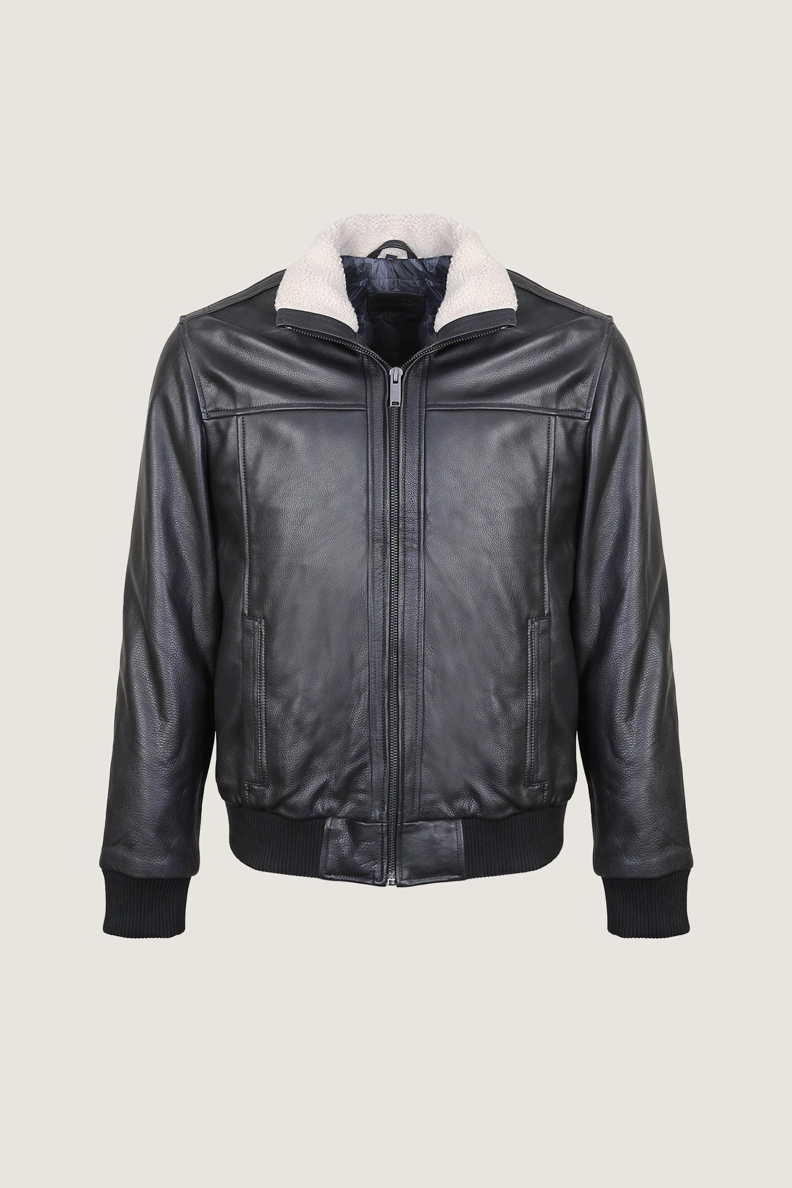 Pilot Leather Jacket With Fur Collar