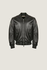 Oversized Bomber Leather Jacket | Men