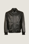 Raventon Noir Ribbed Leather Jacket