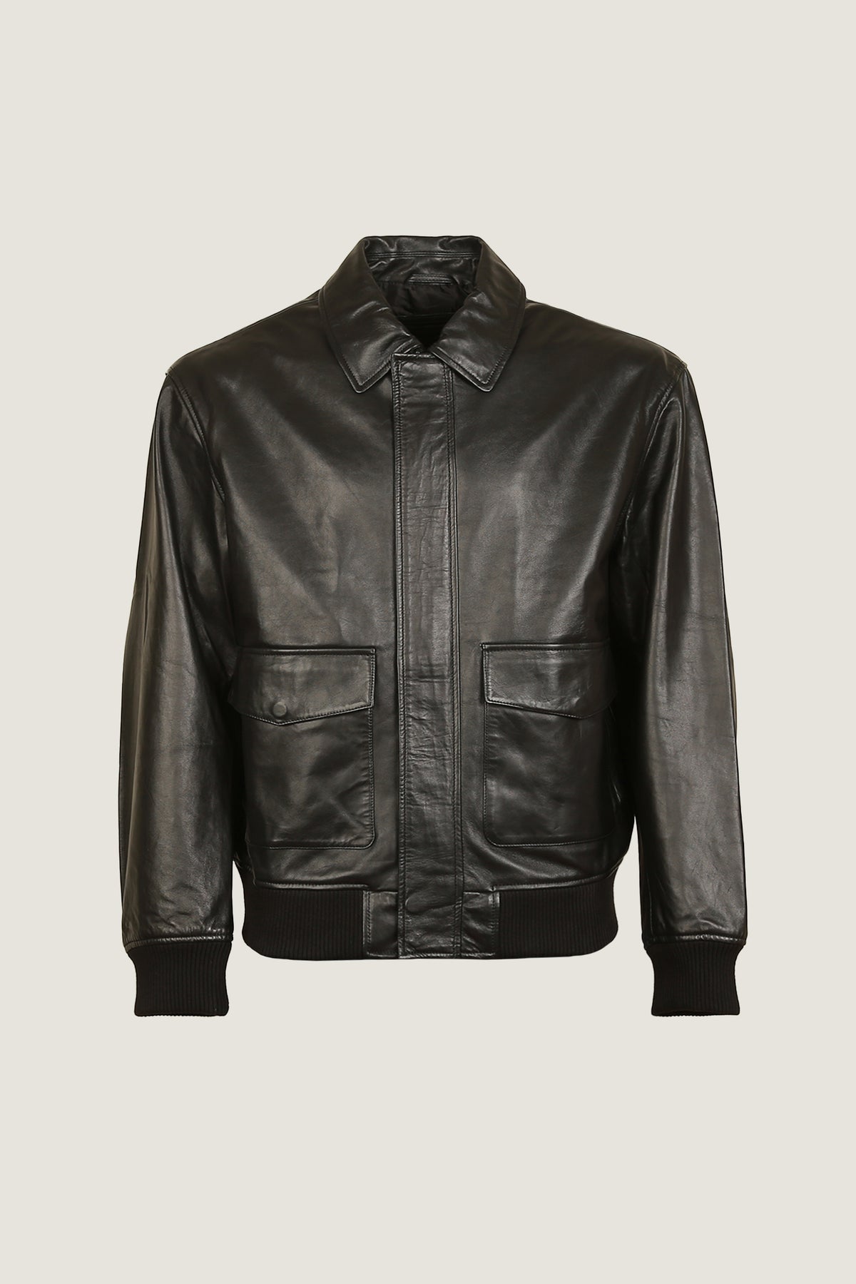 Raventon Noir Ribbed Leather Jacket