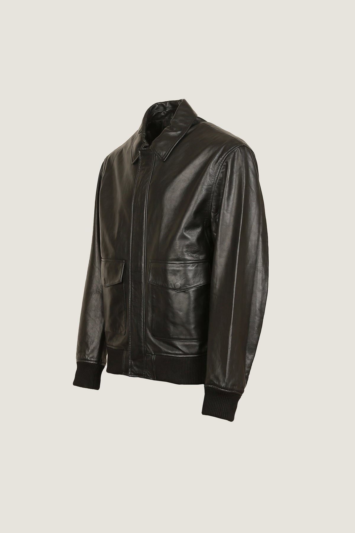 Raventon Noir Ribbed Leather Jacket
