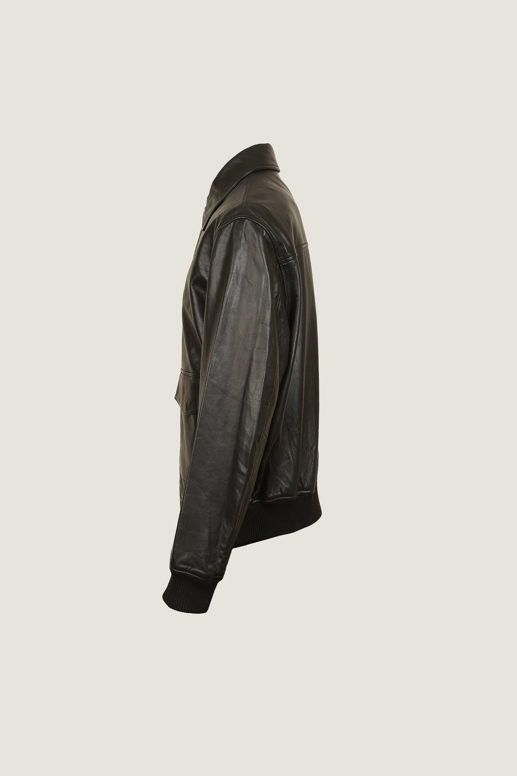Raventon Noir Ribbed Leather Jacket