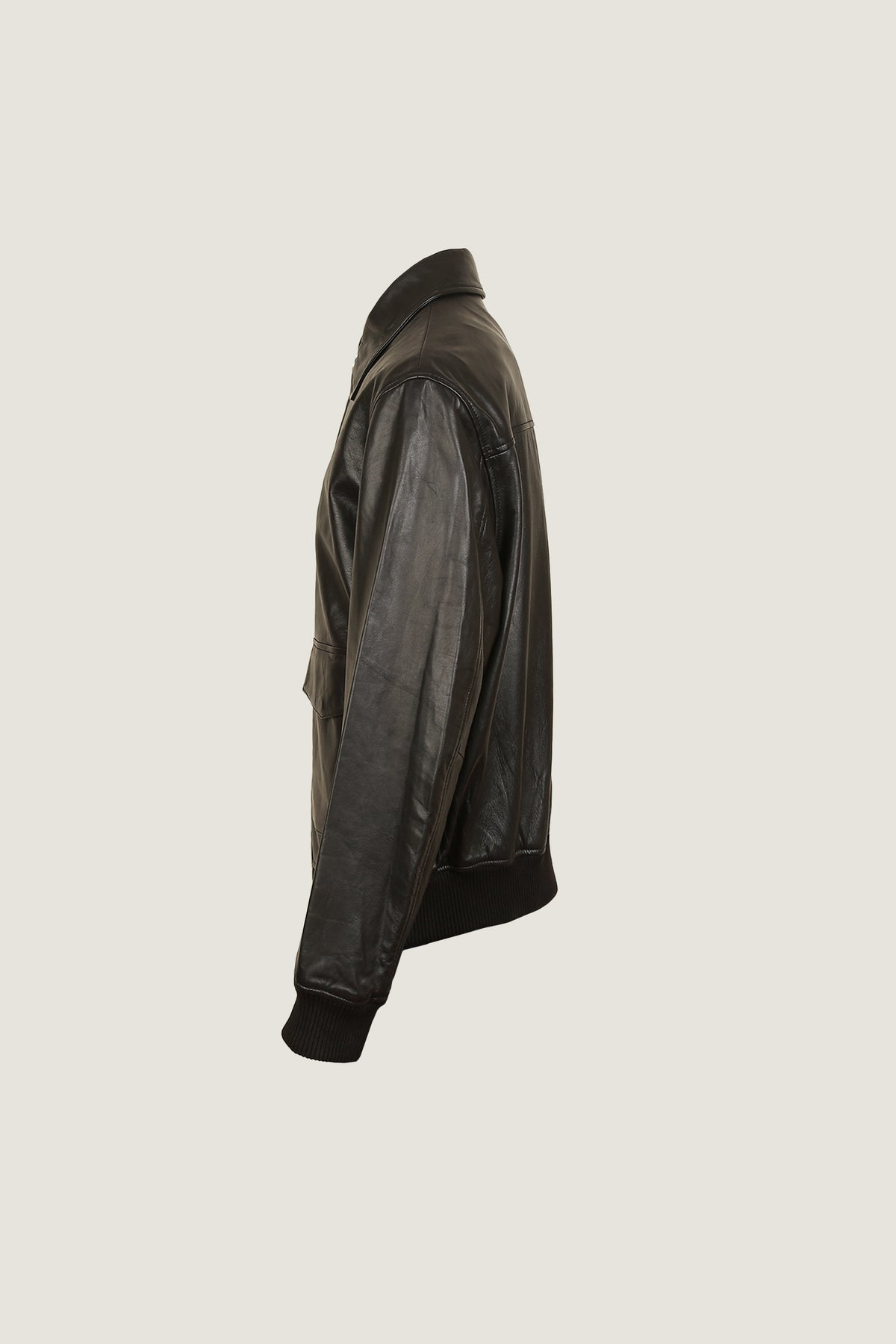 Raventon Noir Ribbed Leather Jacket