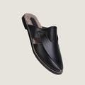 Cozy Black Peshawari Mules with Memory Foam Insole - Handmade in Pakistan