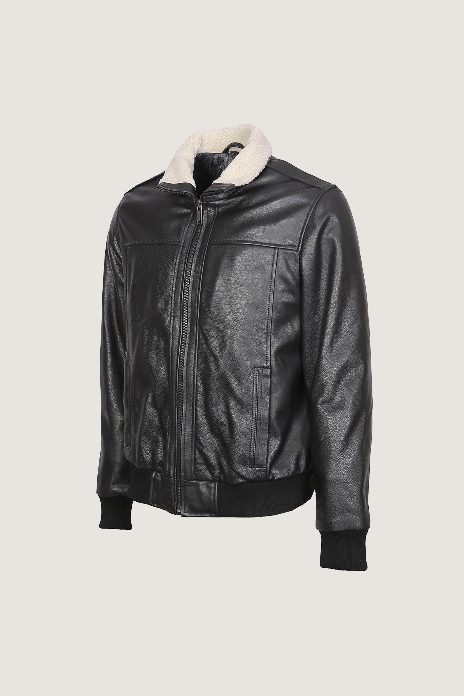Pilot Leather Jacket With Fur Collar