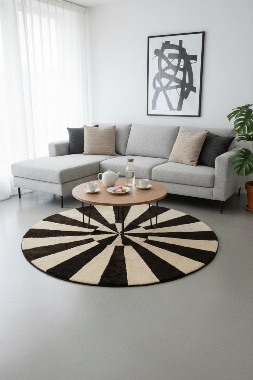 Round Sheep Bliss Leather Fur Rug