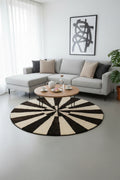 Round Sheep Bliss Leather Fur Rug