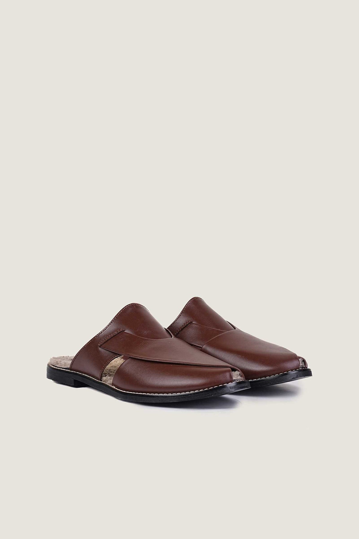 Cozy Bordo Peshawari Mules with Memory Foam Insole - Handmade in Pakistan