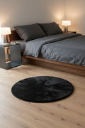 Round Sheep Bliss Leather Fur Rug