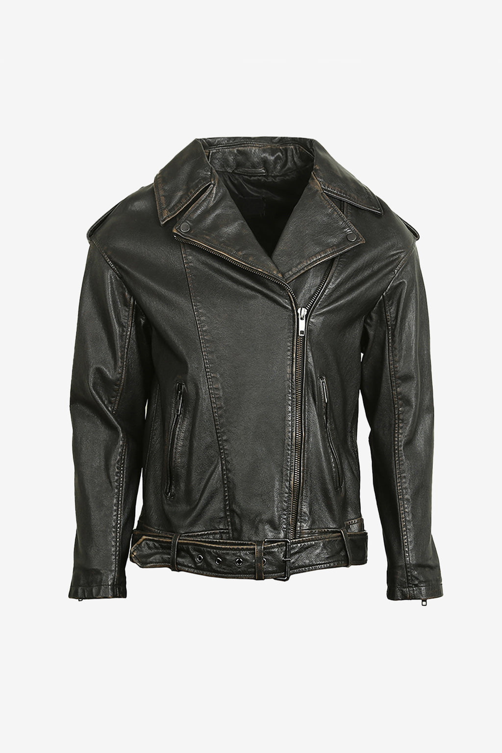 Obsidian Crest Belted Moto Jacket