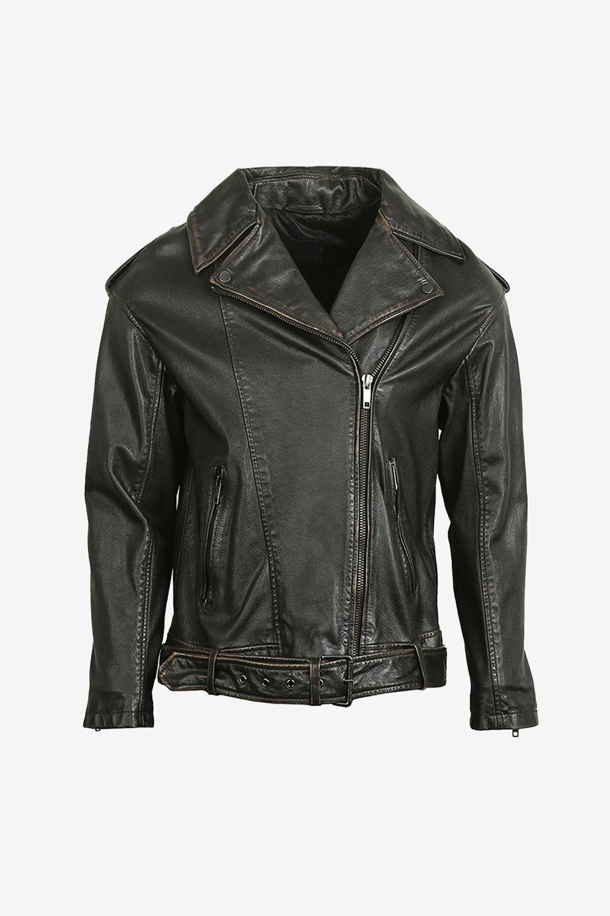 Obsidian Crest Belted Moto Jacket