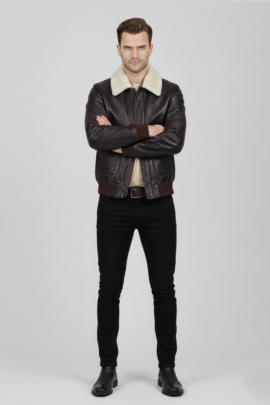 Airin G-1 Pilot Leather Jacket With Fur Collar