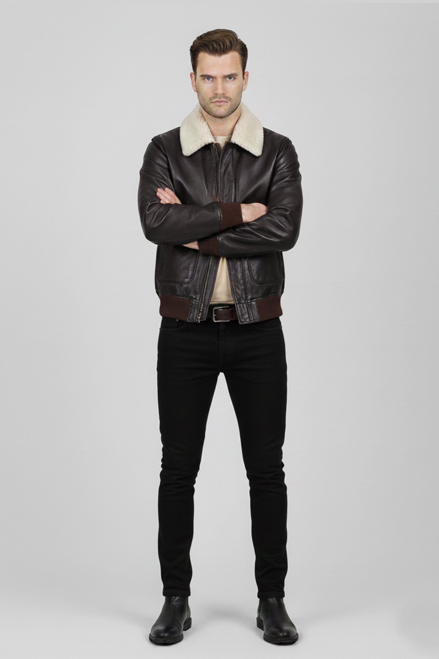 Airin G-1 Pilot Leather Jacket With Fur Collar