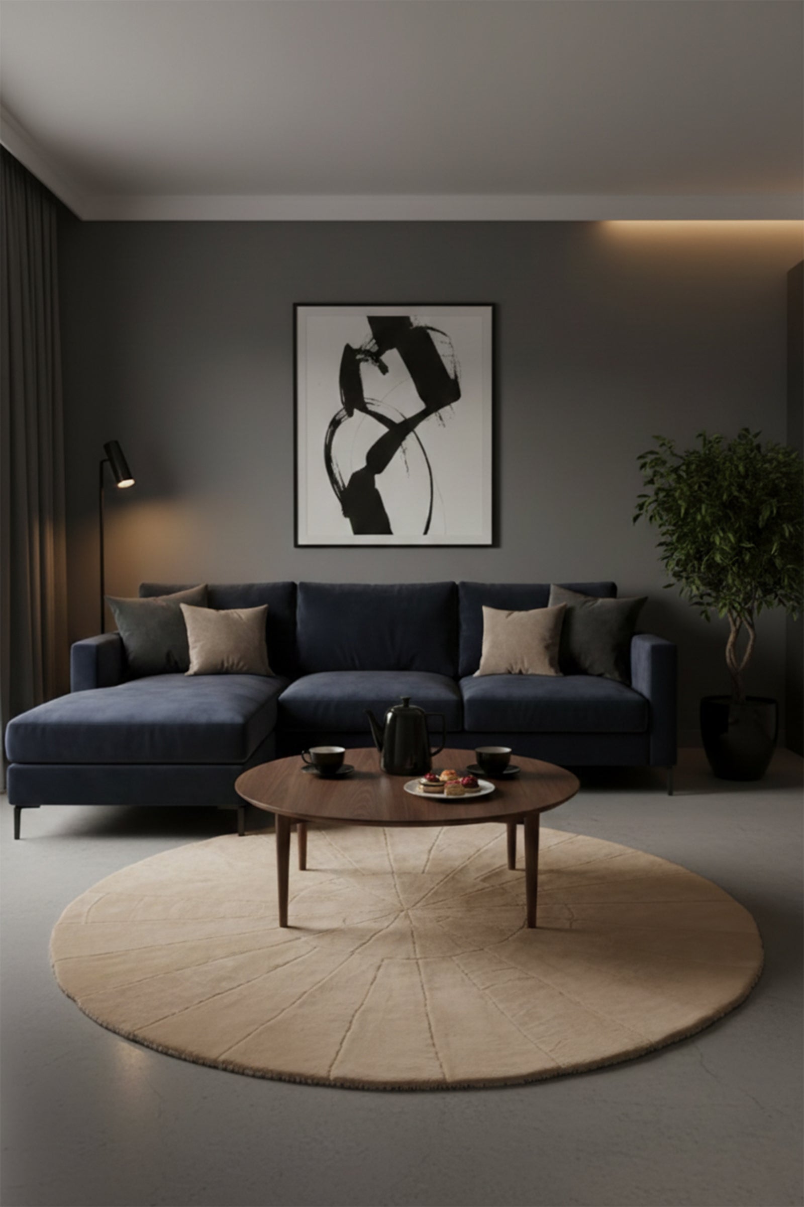 Round Sheep Bliss Leather Fur Rug