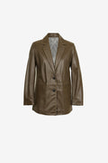 Marcelline Cocoa Leather Blazer