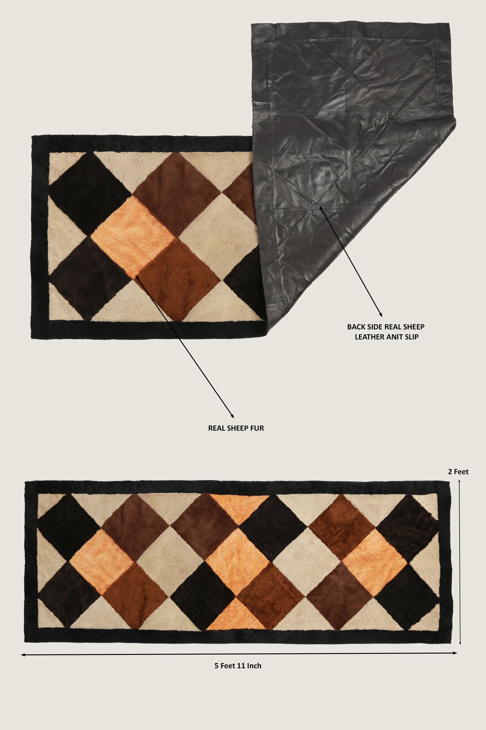 Sheep Bliss Leather Fur Rug