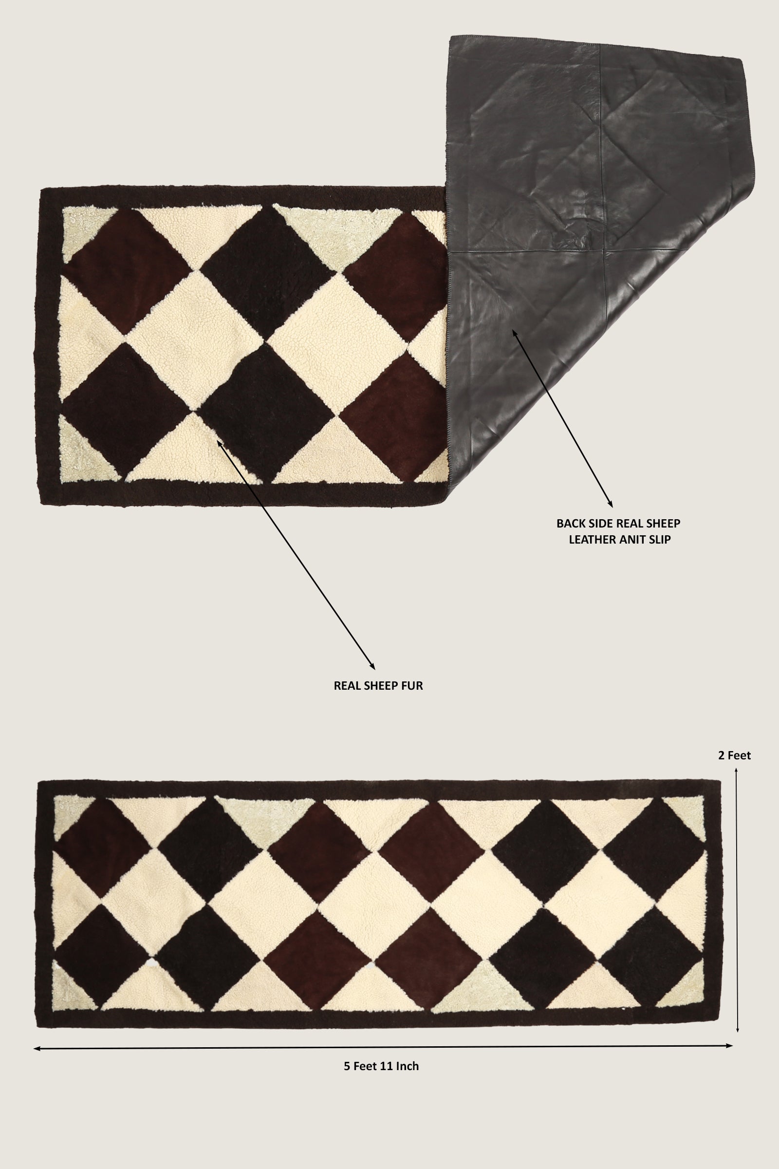 Sheep Bliss Leather Fur Rug