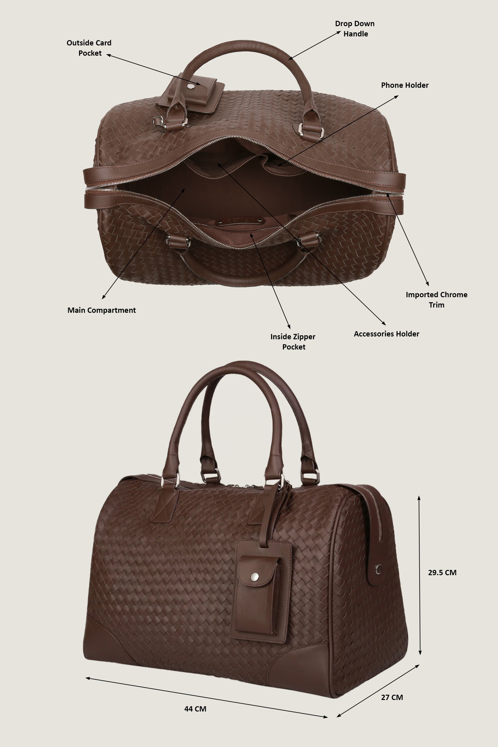 Woven Leather Duffle Bag