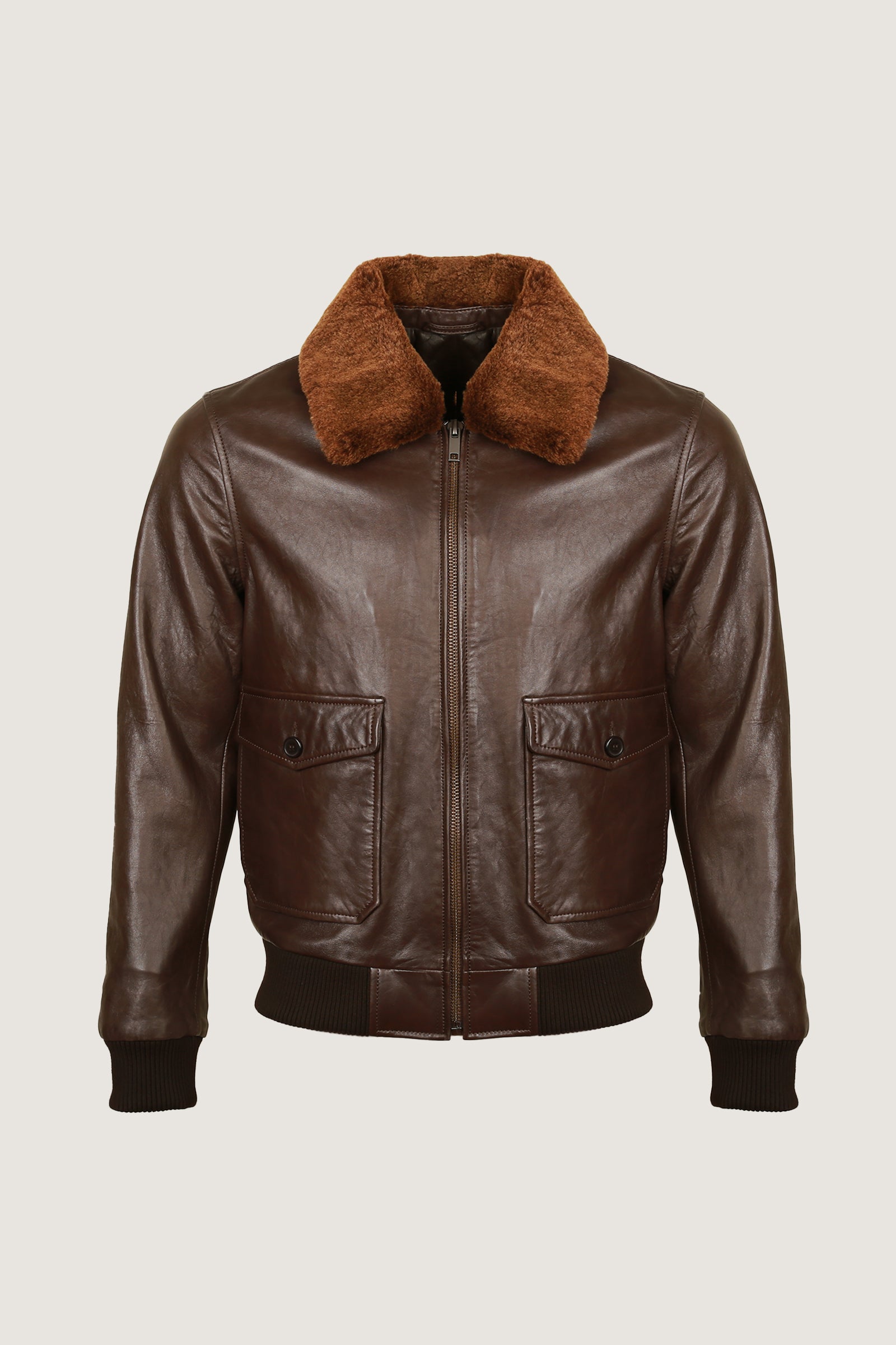 Bomber Leather Jacket With Fur Collar | Men