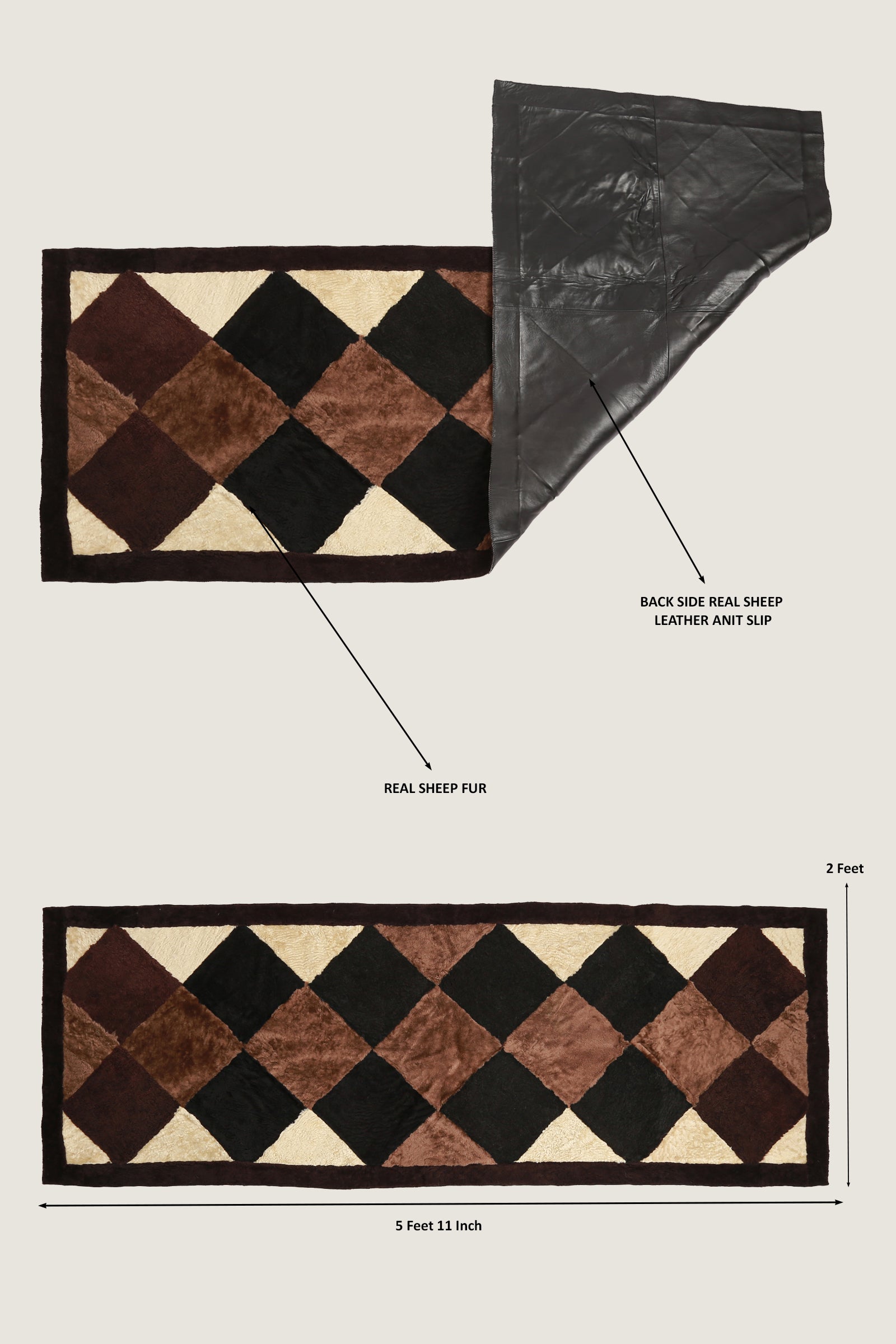 Sheep Bliss Leather Fur Rug