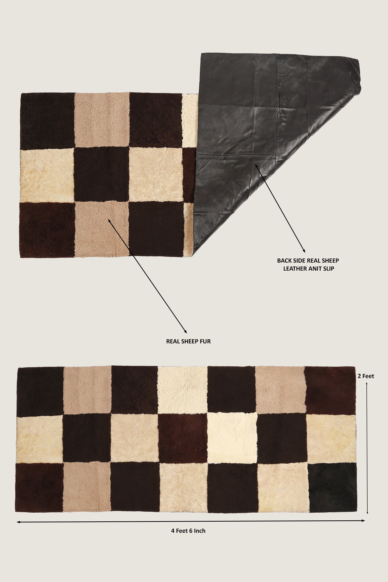 Sheep Bliss Leather Fur Rug