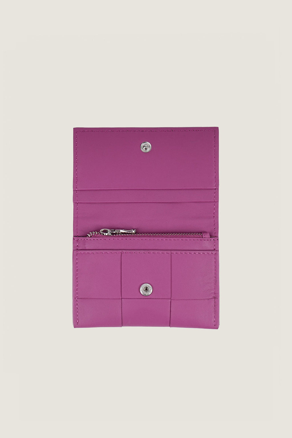 Women Slim Leather Woven Wallet