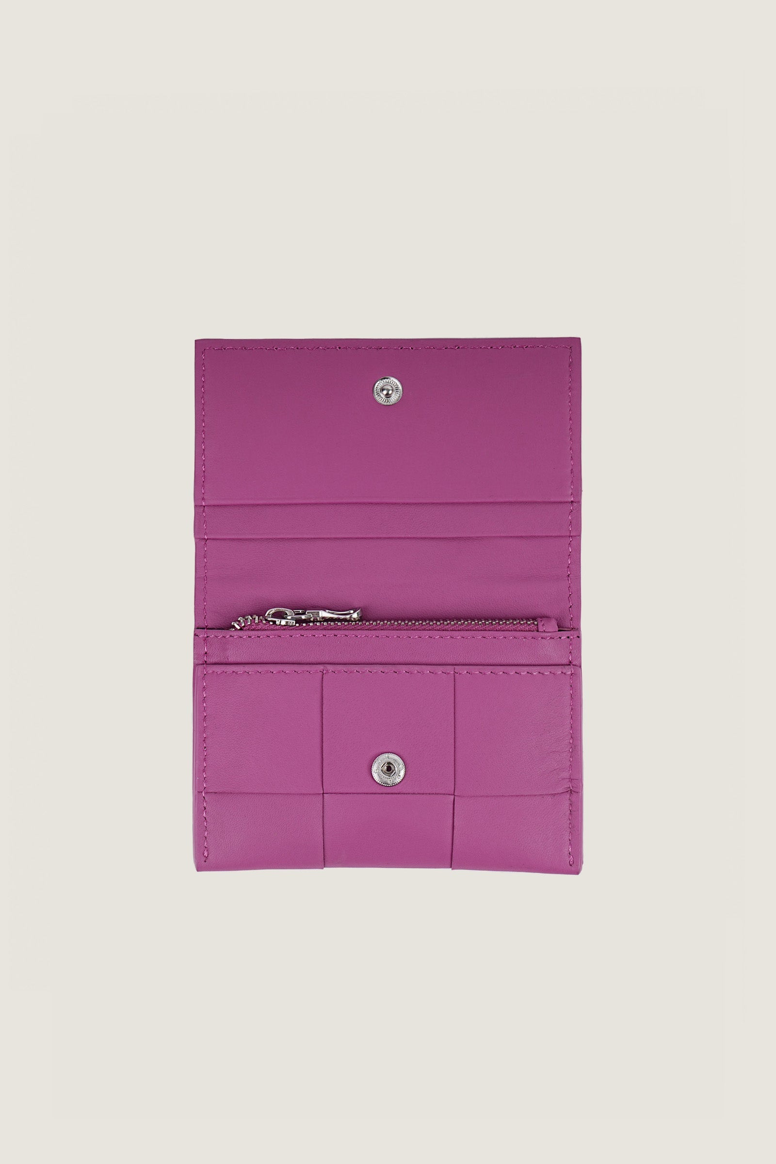 Women Slim Leather Woven Wallet