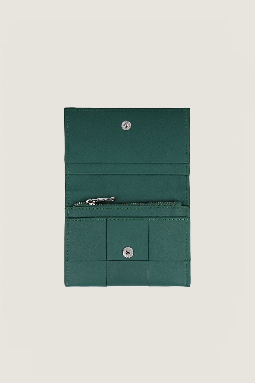 Women Slim Leather Woven Wallet
