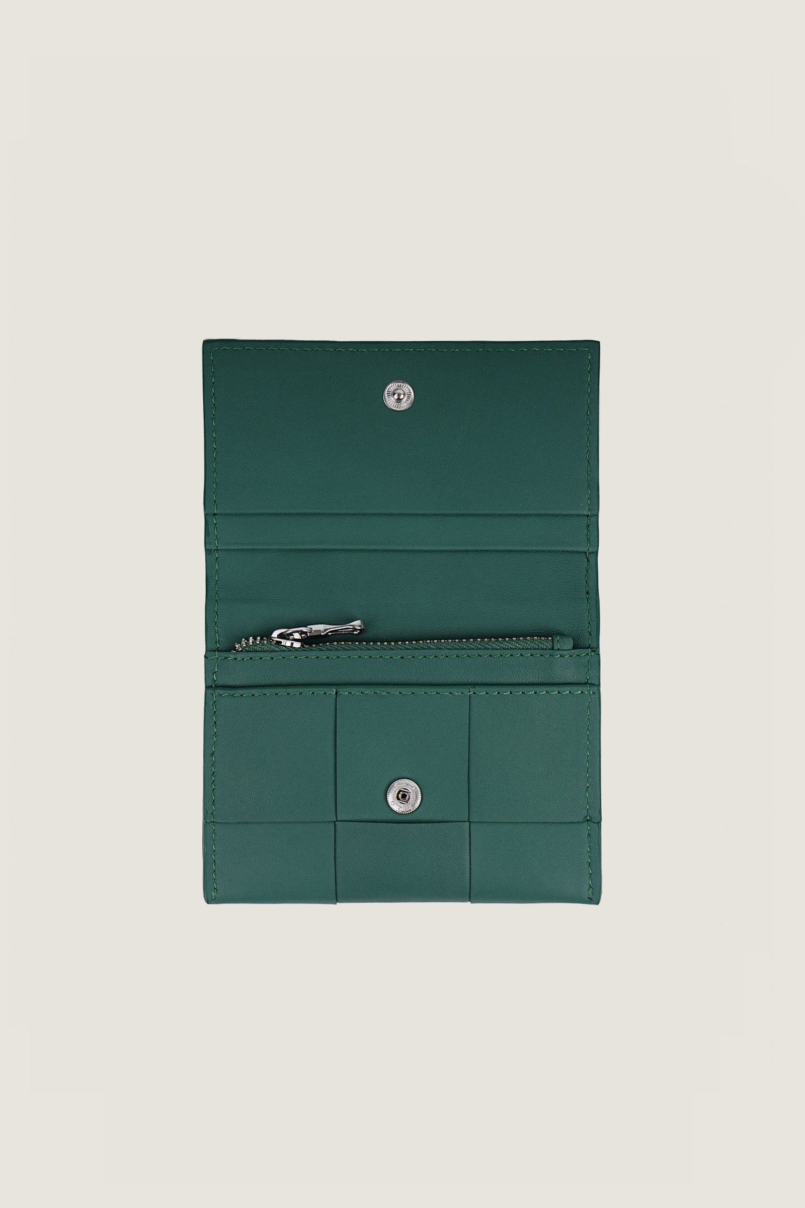 Women Slim Leather Woven Wallet