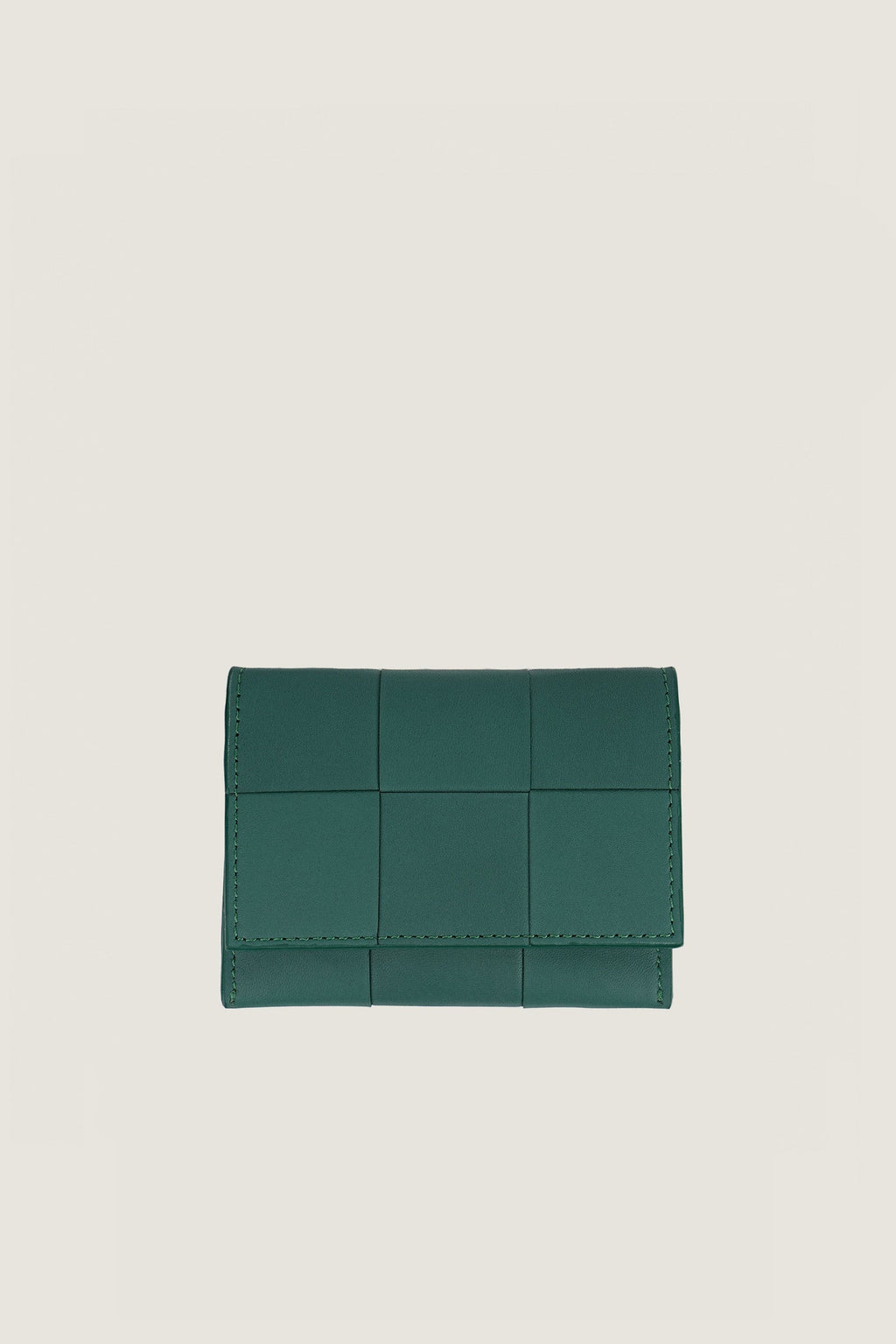Women Slim Leather Woven Wallet