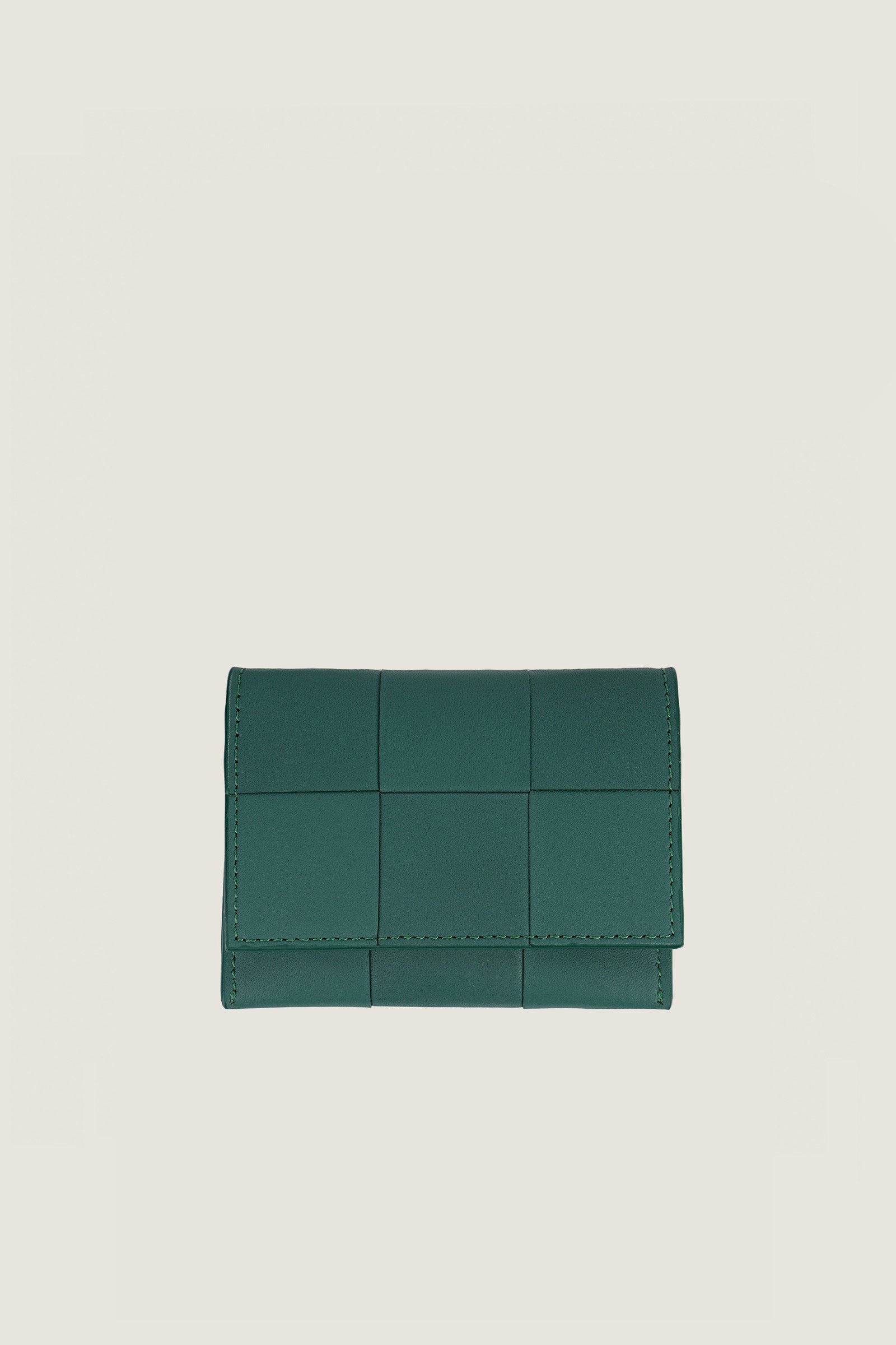 Women Slim Leather Woven Wallet