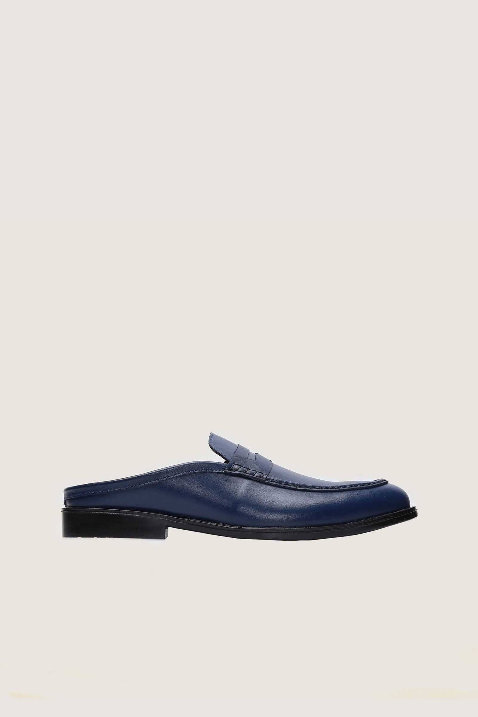 Full Grain Leather Penny Mules with Rubber Sole Novado